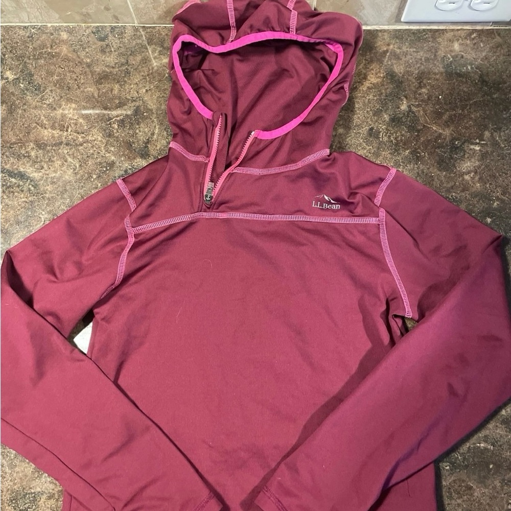 L.L. Bean Maroon Hoodie with Pink Accents